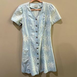 vintage 90’s denim corset dress tiedye sunflowers